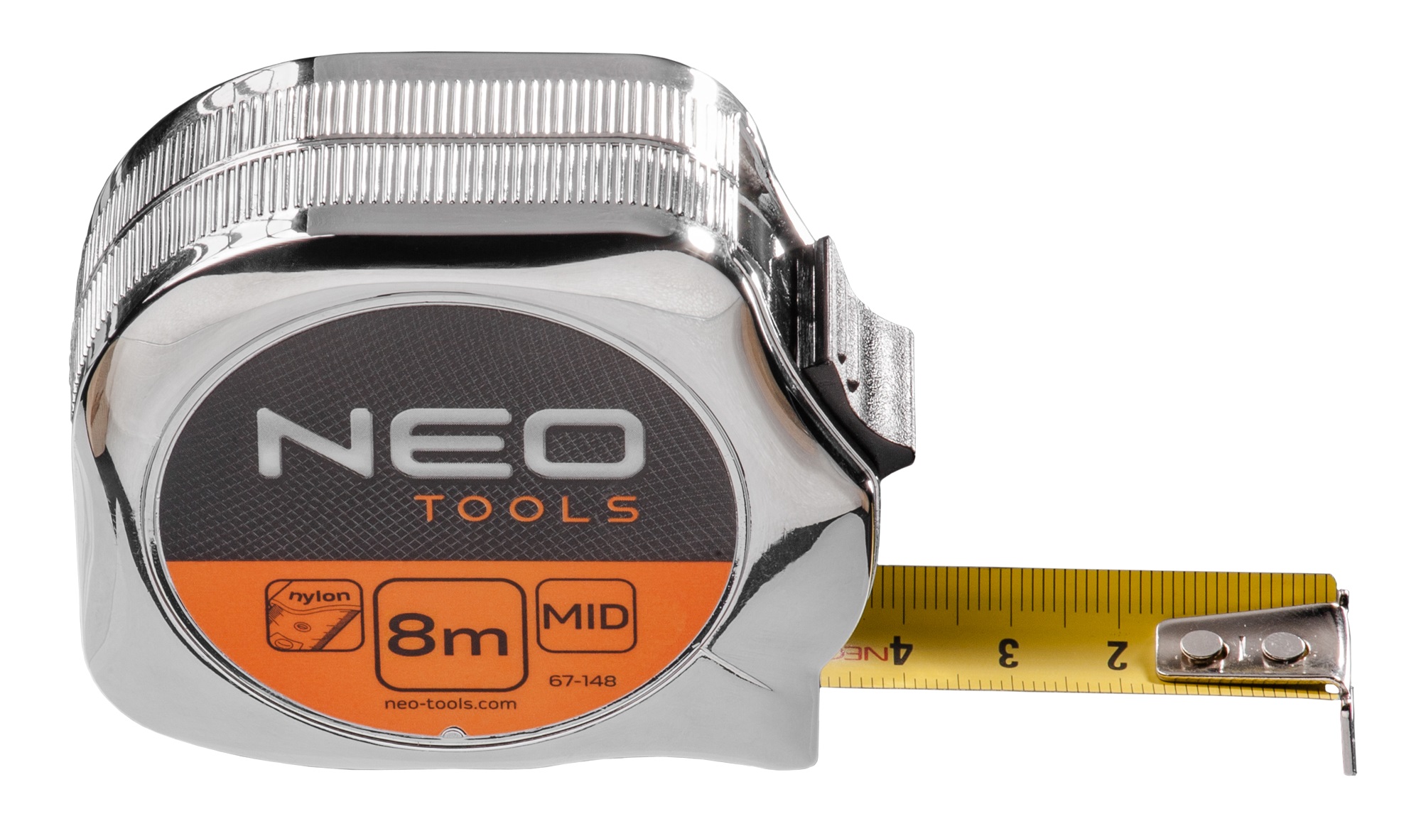 Рулетка NEO стальная лента 8м х 25мм стальной корпус