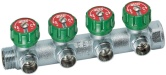 Коллектор регулирующий 1" (BP-HP) с 4 отв.3/4" HP (FAR) зеленый (продается)