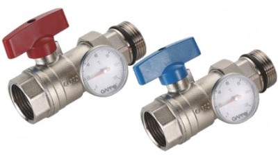 Кран шаровой (пара) с термометром ВР-НР коллекторный 1 Gappo