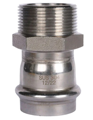 Переходник ВПр-НР 42х1 1-2, из нержавеющей стали, пресс, Rommer,