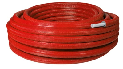 Труба металлопластик в теплоизоляции красная 16x2,0 бухта 100м, STOUT SPI-0001-101620