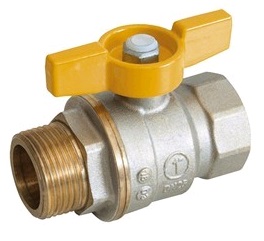 Кран шаровый латунный полнопр. газ  ВР-НР бабочка, Giacomini