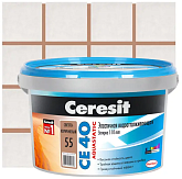 Затирка для швов Ceresit AQUASTATIC CE 40 водоотталкивающая, цвет св. коричневый, 2 кг